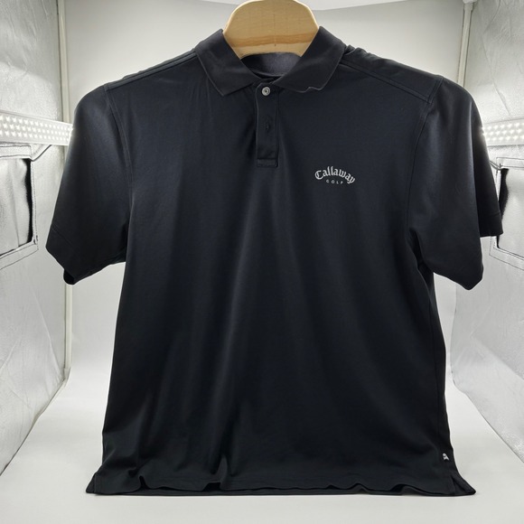 Callaway Mens Classic Golf Black Polo Shirt Large Breathable Performance - Picture 5 of 11